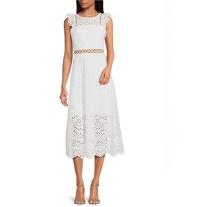 Sam Edelman White Eyelet Cut Out Midi Dress Size 6 New with tags
